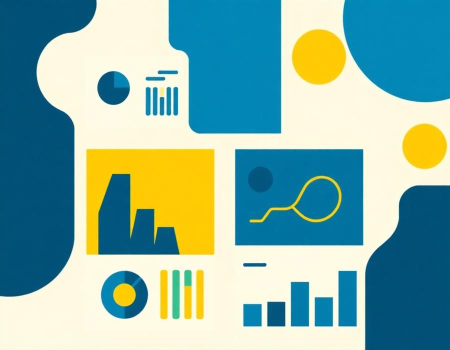 Ilustração demonstrativa de painéis informativos com gráficos